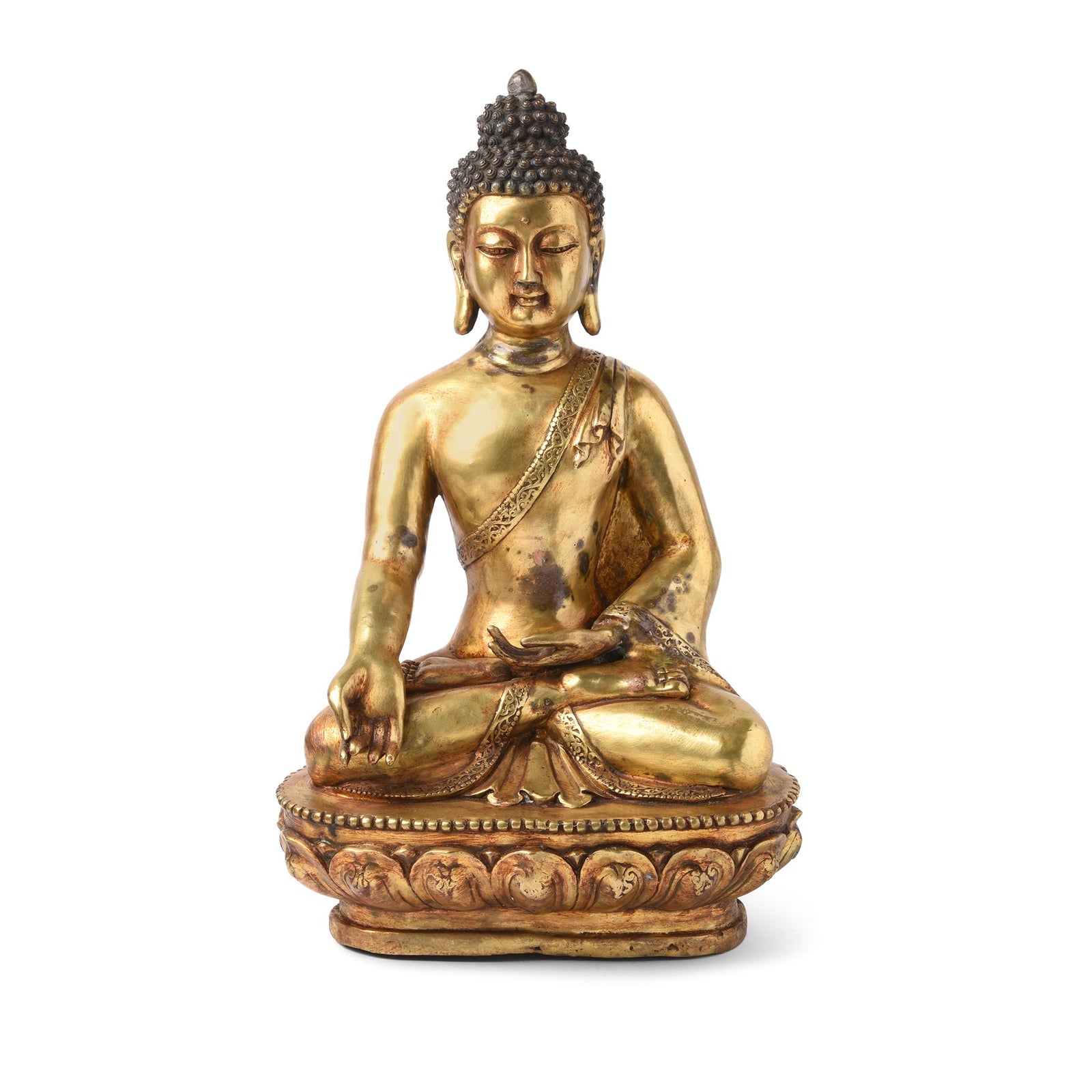 Gilt Bronze Statue Of Buddha - Varada Mudra Pose - 32 x 23 x 56 (wxdxh cms) - C1366V3 | Indigo Antiques