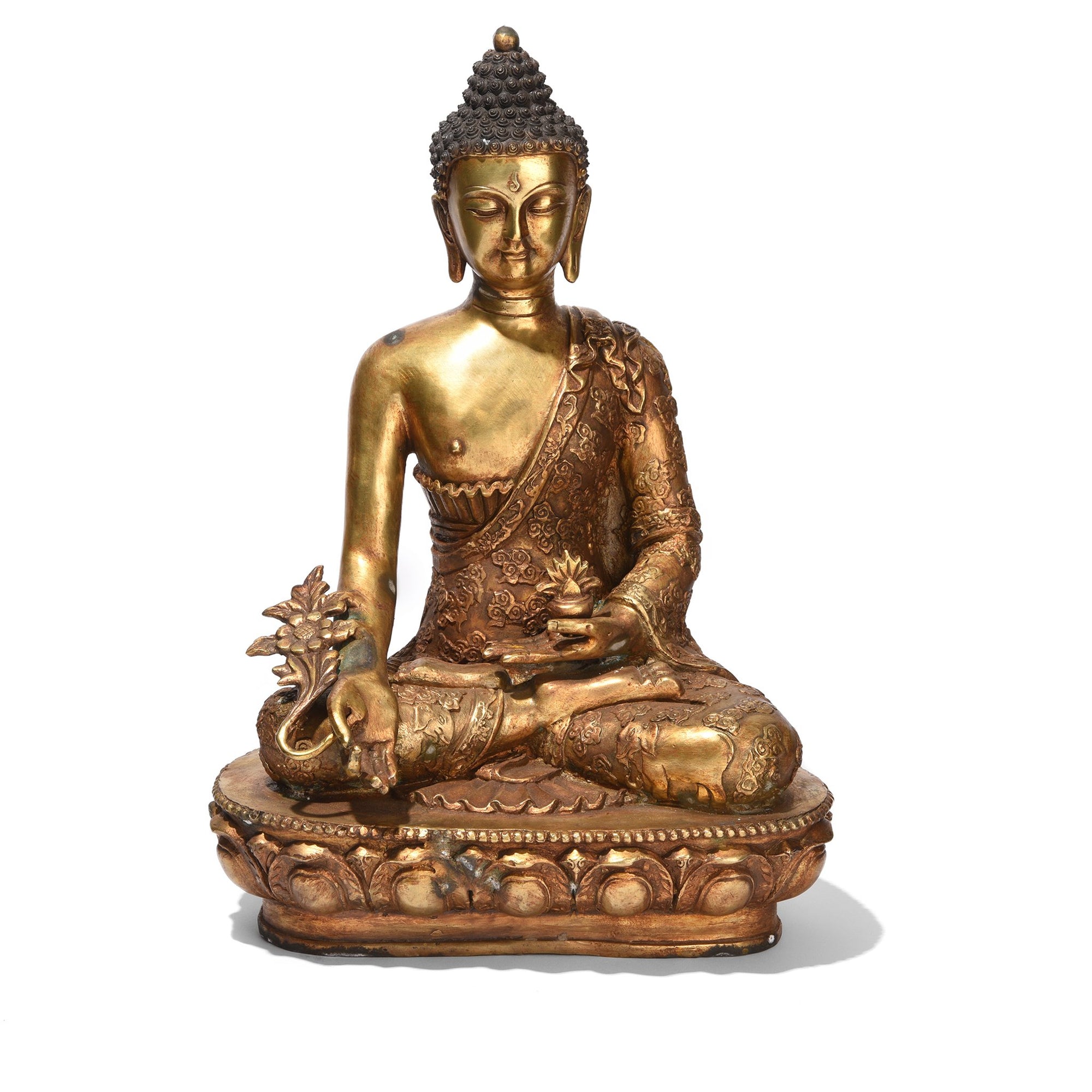 Gilt Bronze Statue Of Buddha - Varada Mudra Pose  | Indigo Antiques