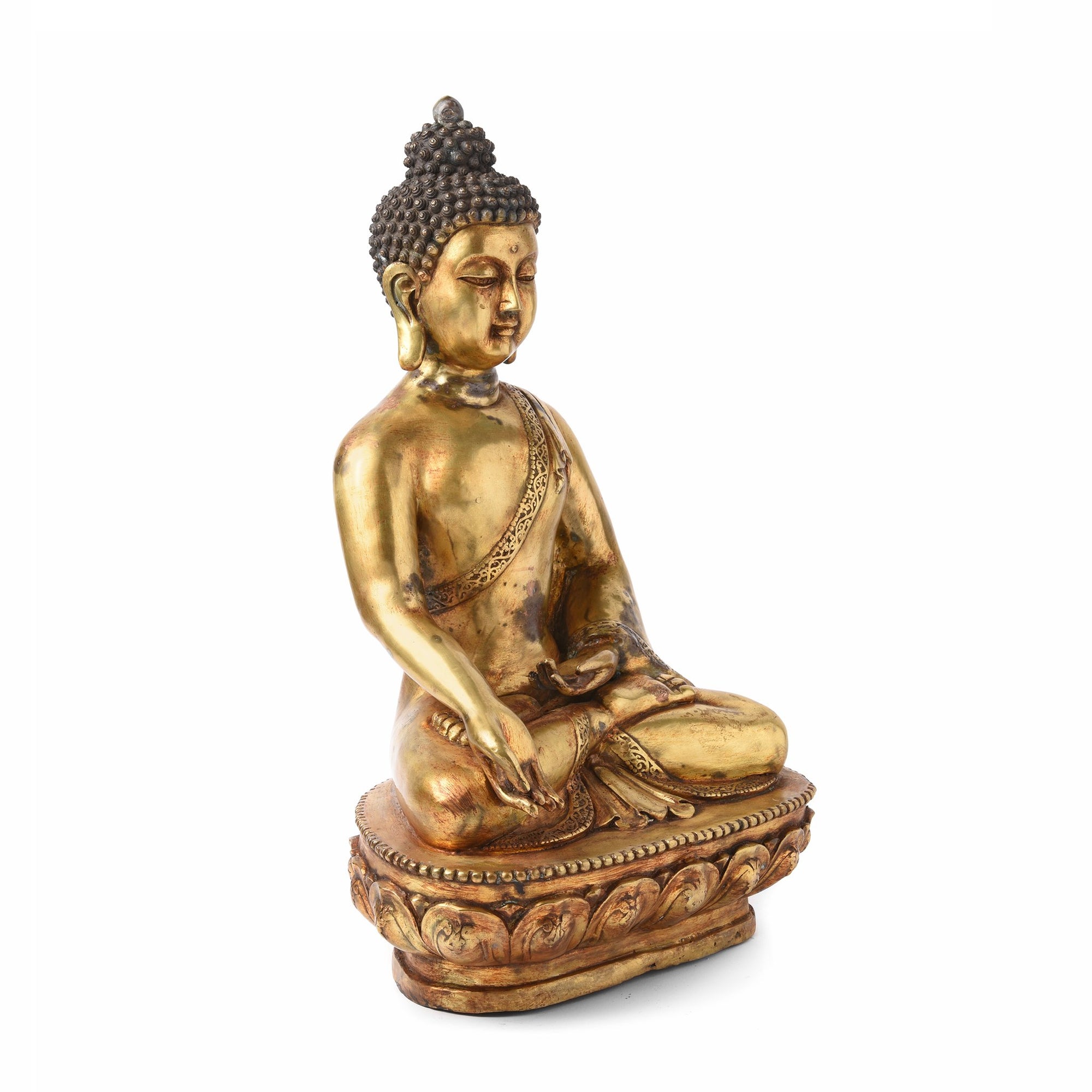 Gilt Bronze Statue Of Buddha - Varada Mudra Pose - 32 x 23 x 56 (wxdxh cms) - C1366V3 | Indigo Antiques