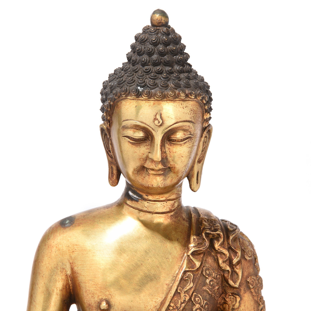 Gilt Bronze Statue Of Buddha - Varada Mudra Pose  | Indigo Antiques