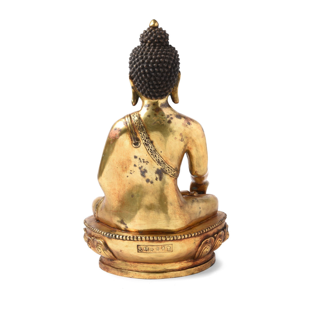 Gilt Bronze Statue Of Buddha - Varada Mudra Pose - 32 x 23 x 56 (wxdxh cms) - C1366V3 | Indigo Antiques
