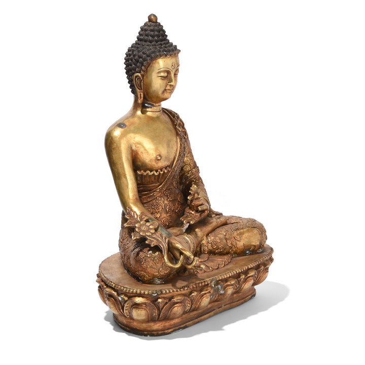 Gilt Bronze Statue Of Buddha - Varada Mudra Pose  | Indigo Antiques