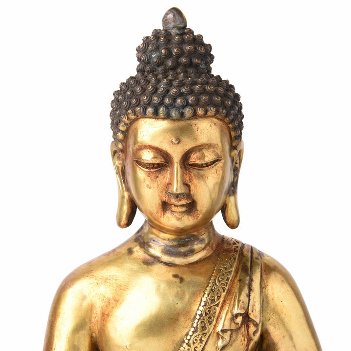 Gilt Bronze Statue Of Buddha - Varada Mudra Pose - 32 x 23 x 56 (wxdxh cms) - C1366V3 | Indigo Antiques