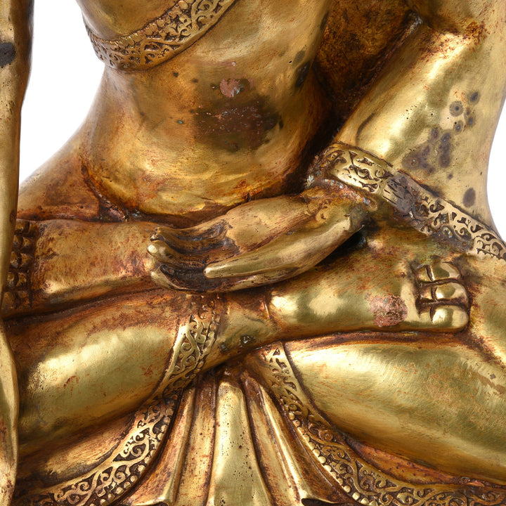 Gilt Bronze Statue Of Buddha - Varada Mudra Pose - 32 x 23 x 56 (wxdxh cms) - C1366V3 | Indigo Antiques