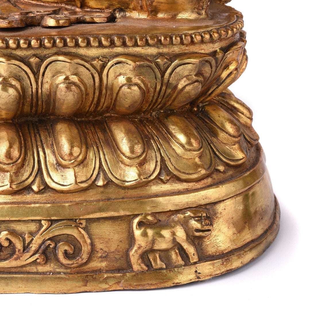 Base Detail Of A Gilt Bronze Statue of The Bodhisattva Vajrasattva | Indigo Antiques