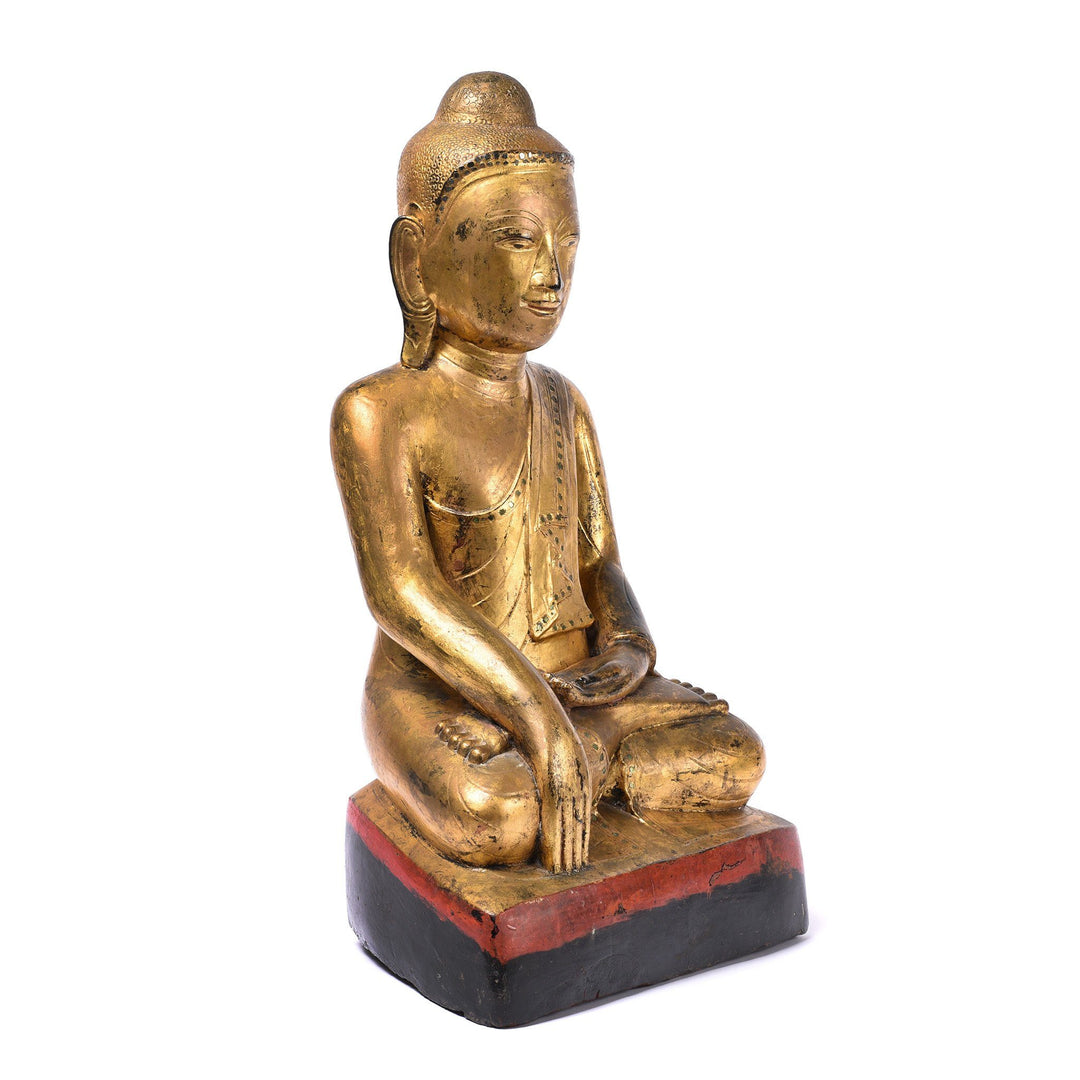 Side View Of Gilt Burmese Sitting Buddha - 19thC | Indigo Antiques