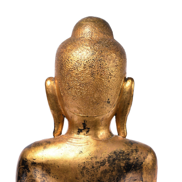 Back Of Head Detail From Gilt Burmese Sitting Buddha - 19thC | Indigo Antiques