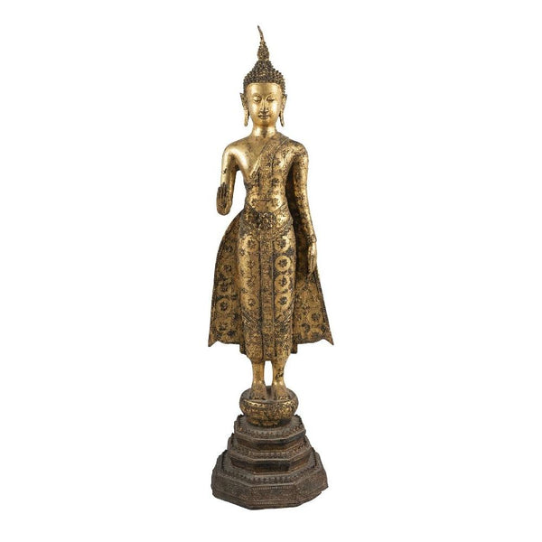 Gilt Thai Standing Buddha - Early 20thC
