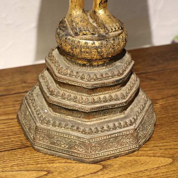 Gilt Thai Standing Buddha - Early 20thC