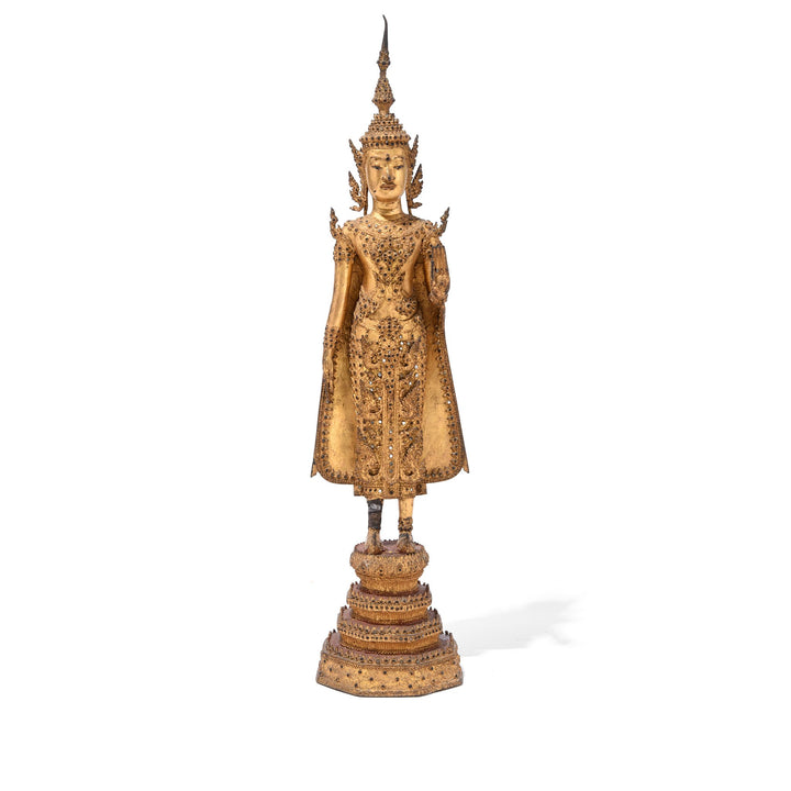 Gilt Thai Standing Buddha Rattanakosin Era | Indigo Antiques