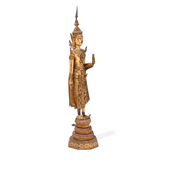Gilt Thai Standing Buddha Rattanakosin Era | Indigo Antiques