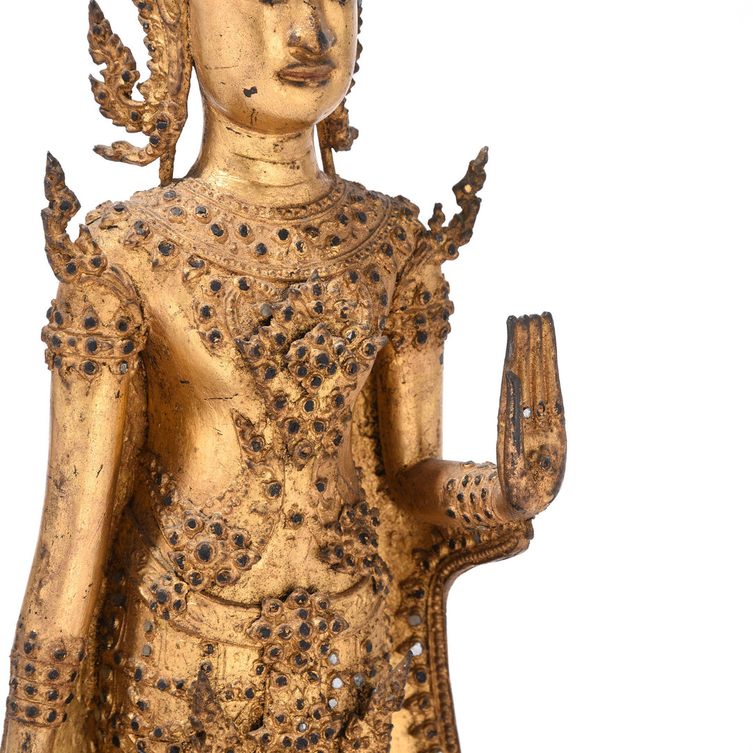 Gilt Thai Standing Buddha Rattanakosin Era | Indigo Antiques