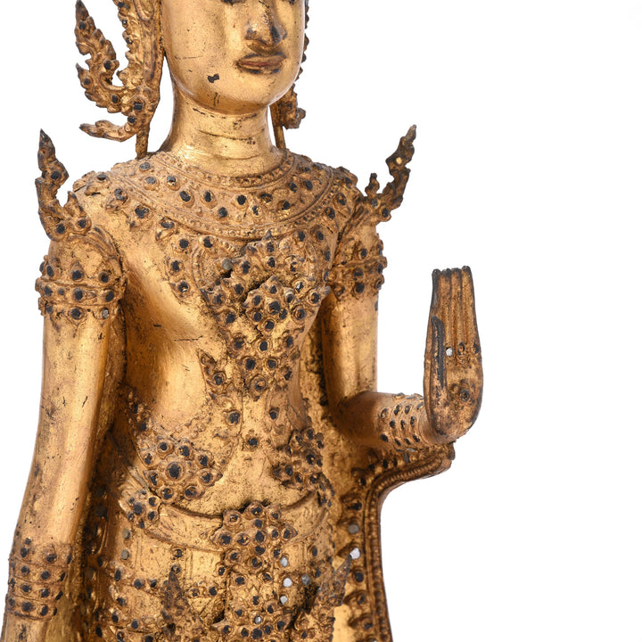 Gilt Thai Standing Buddha Rattanakosin Era | Indigo Antiques