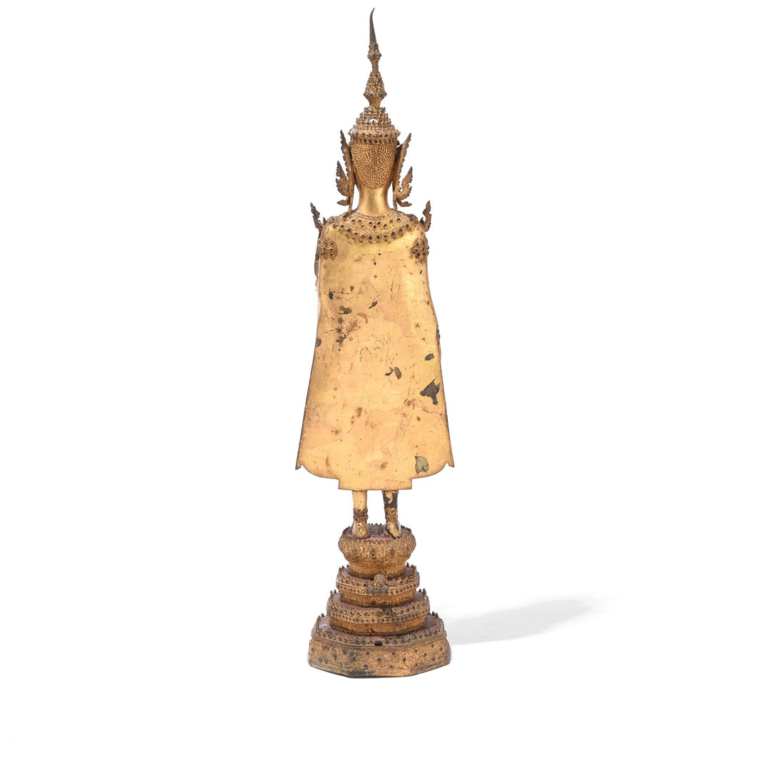 Gilt Thai Standing Buddha Rattanakosin Era | Indigo Antiques