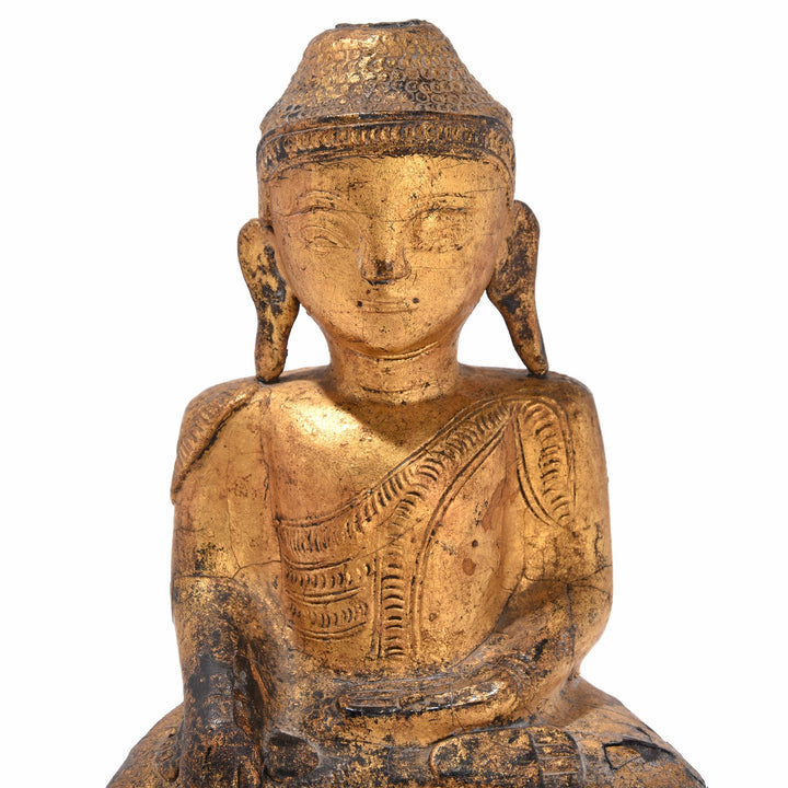 Gilt Wooden Burmese Buddha Statue - 18thC | Indigo Antiques
