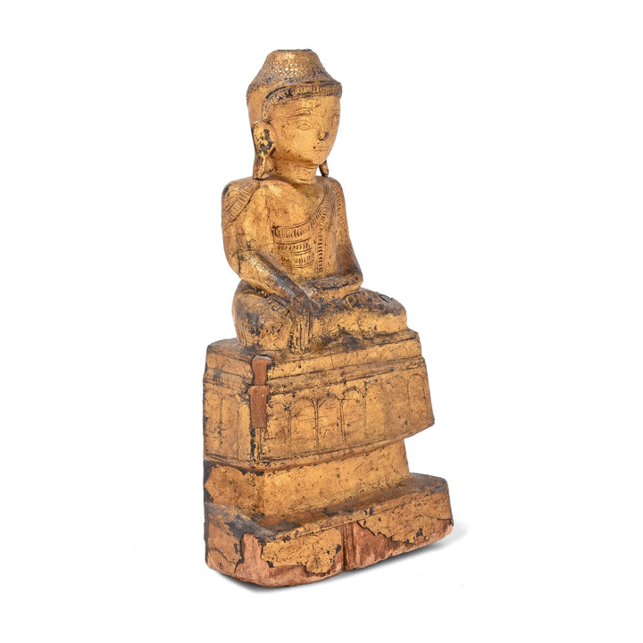 Gilt Wooden Burmese Buddha Statue - 18thC | Indigo Antiques