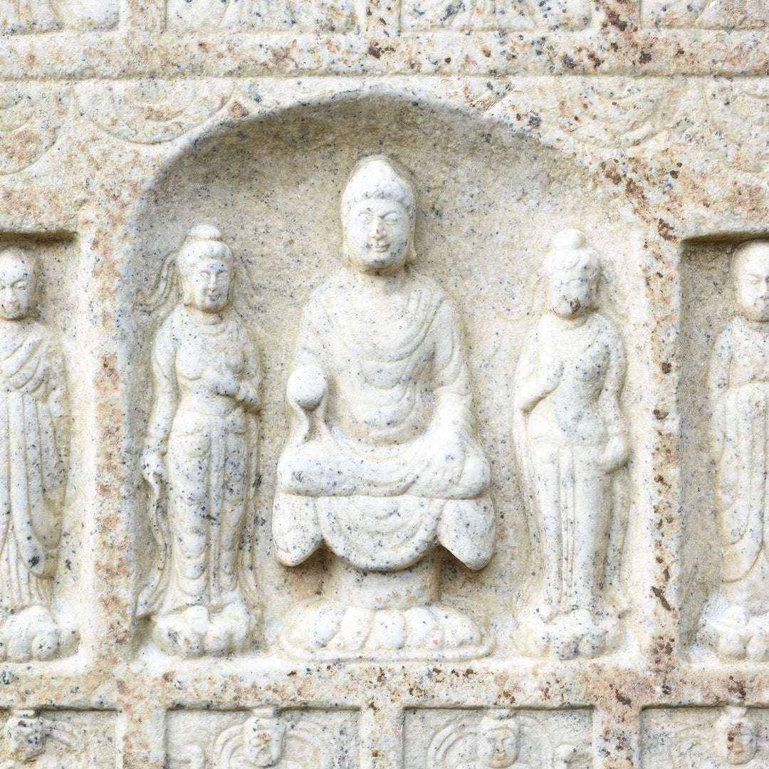 Carving Detail From Hand Carved Marble Buddha Stele From Hebei | Indigo Antiques