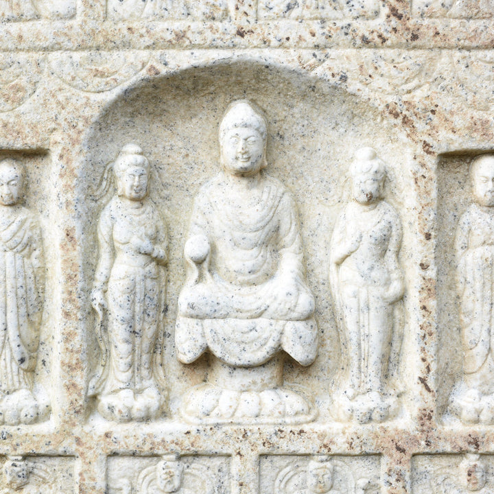 Carving Detail From Hand Carved Marble Buddha Stele From Hebei | Indigo Antiques