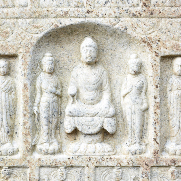 Hand Carved Marble Buddha Stele From Hebei
