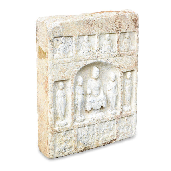 Hand Carved Marble Buddha Stele From Hebei