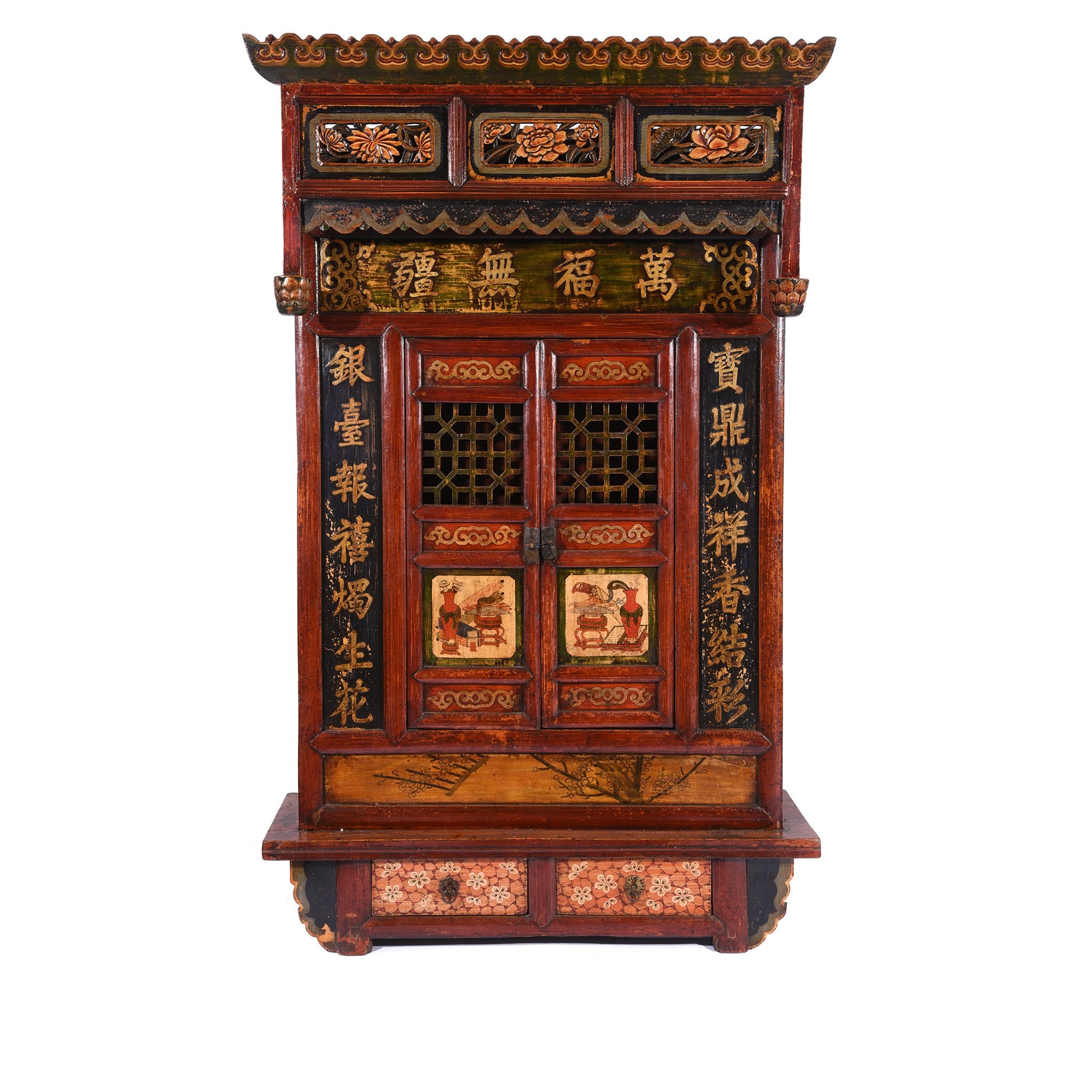 Carved and Painted Chinese Temple Shrine - Early 20thC | Indigo Antiques