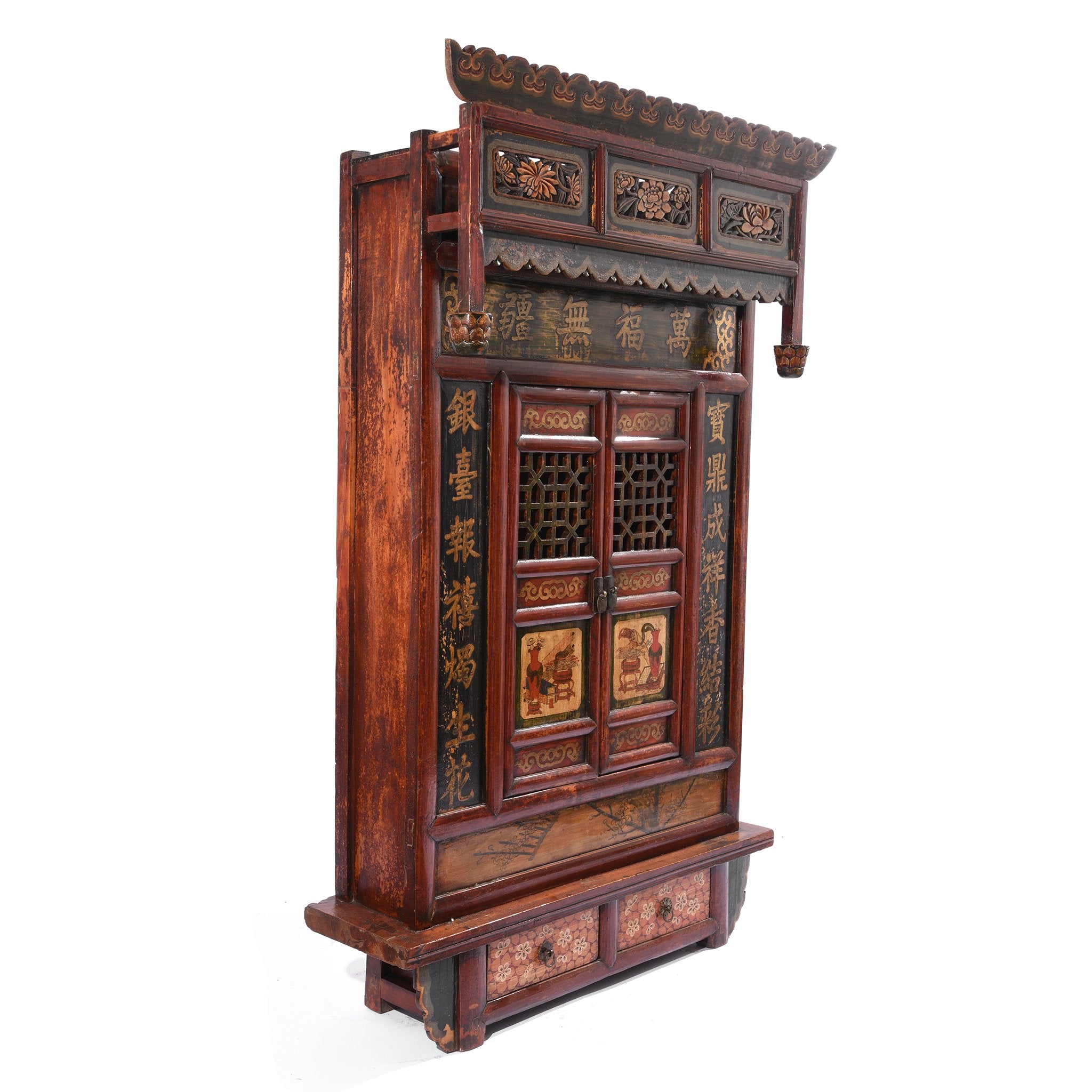 Side Detail of Carved and Painted Chinese Temple Shrine - Early 20thC | Indigo Antiques