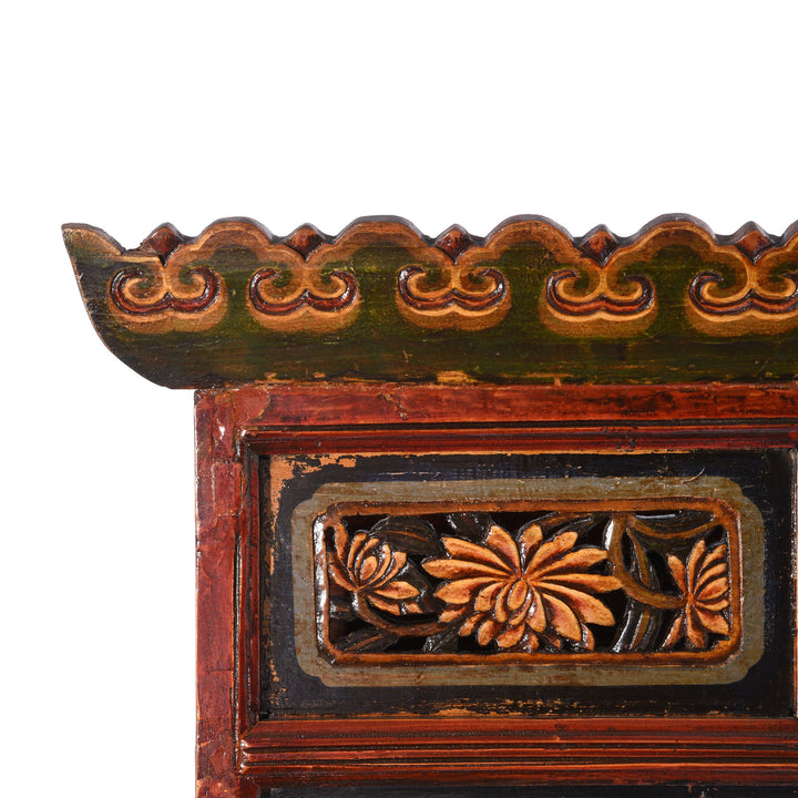Corner Detail of Carved and Painted Chinese Temple Shrine - Early 20thC | Indigo Antiques
