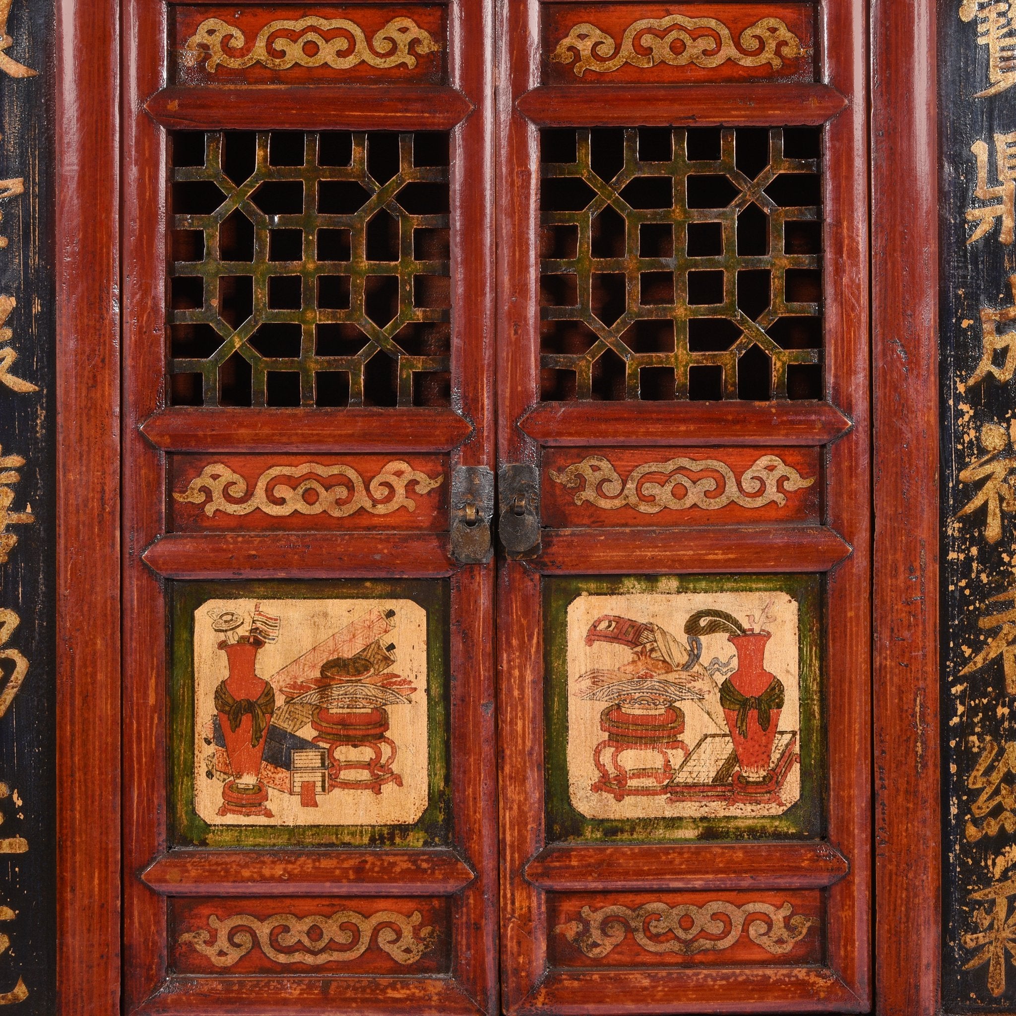 Carving and Painting Detail of Carved and Painted Chinese Temple Shrine - Early 20thC | Indigo Antiques