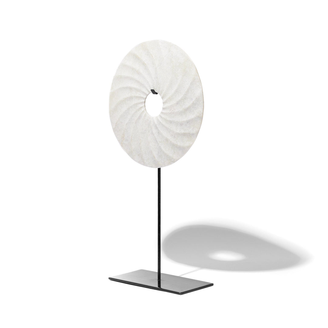 Side View Of Polished Marble Bi on Iron Stand | Indigo Antiques