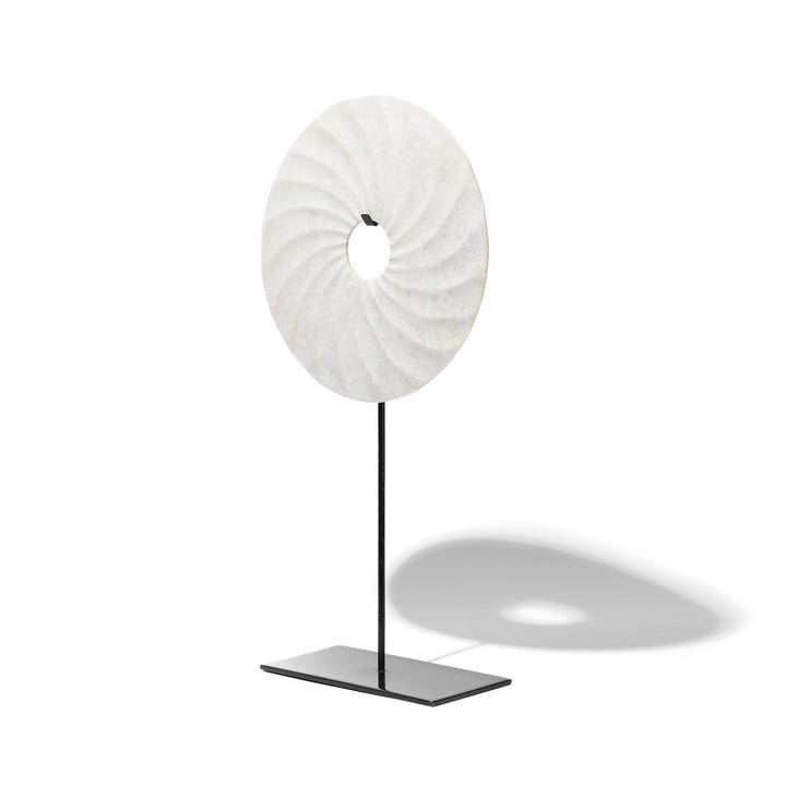 Side View Of Polished Marble Bi on Iron Stand | Indigo Antiques