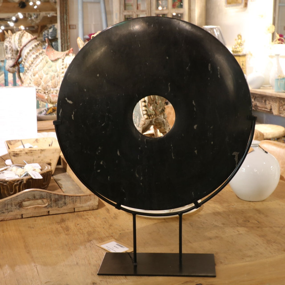 Polished Marble Bi on Iron Stand | Indigo Oriental Antiques