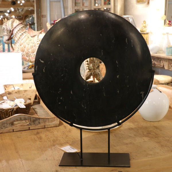 Polished Marble Bi on Iron Stand