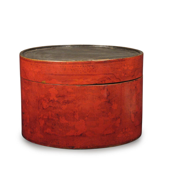 Red Lacquer Hat Box From Shanxi - 19thC