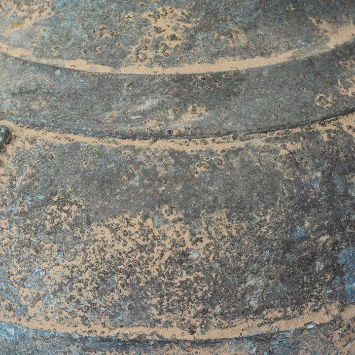 Texture Detail Of Reproduction Bronze Wine Jar - Han Dynasty Style | Indigo Oriental Antiques