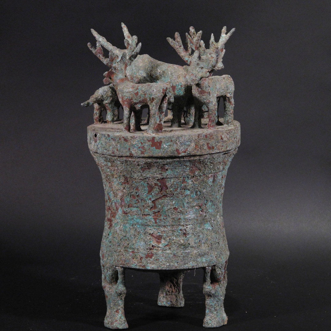 Reproduction Shang Dynasty Bronze Urn With Lid | Indigo Oriental Antiques