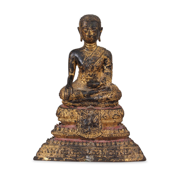 Thai Gilt Bronze Monk  Statue - Ratnakosin Style - 19thC