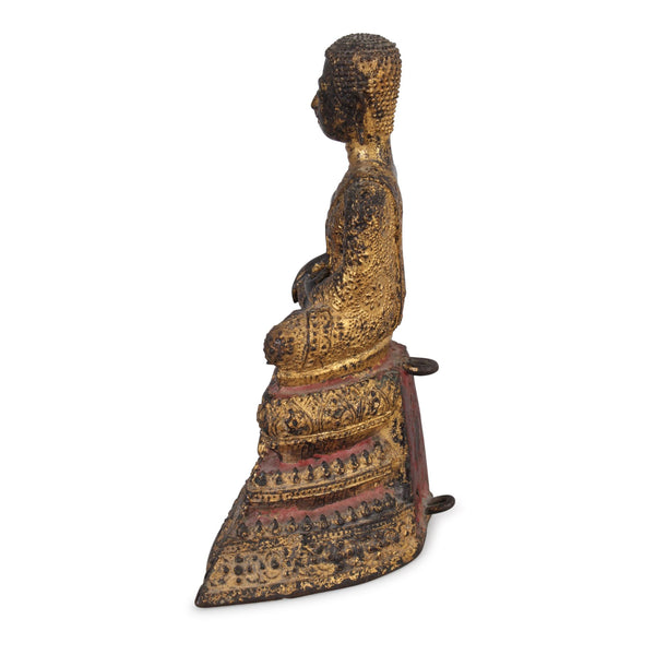 Thai Gilt Bronze Monk  Statue - Ratnakosin Style - 19thC