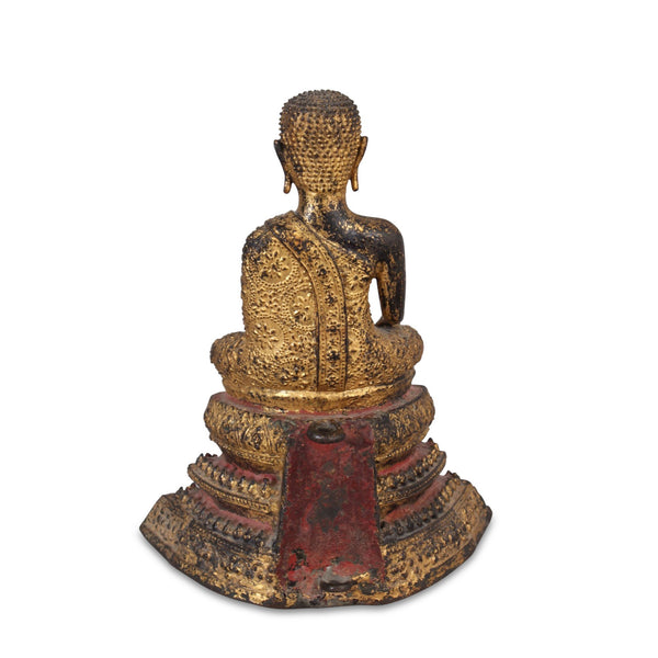 Thai Gilt Bronze Monk  Statue - Ratnakosin Style - 19thC