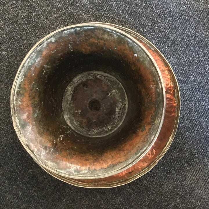 Tibetan Brass and Copper Tazza - Silver Plated Rim | Indigo Oriental Antiques