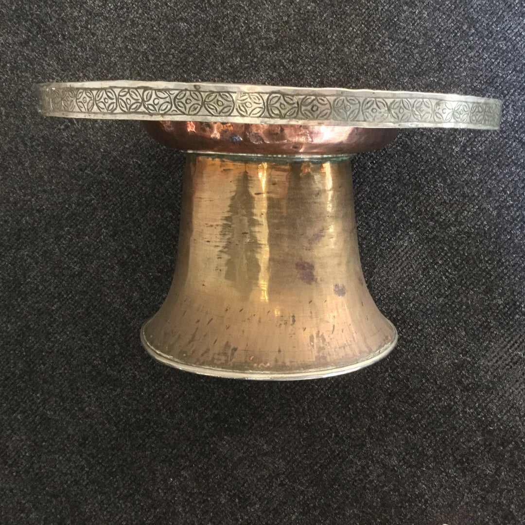 Tibetan Brass and Copper Tazza - Silver Plated Rim | Indigo Oriental Antiques