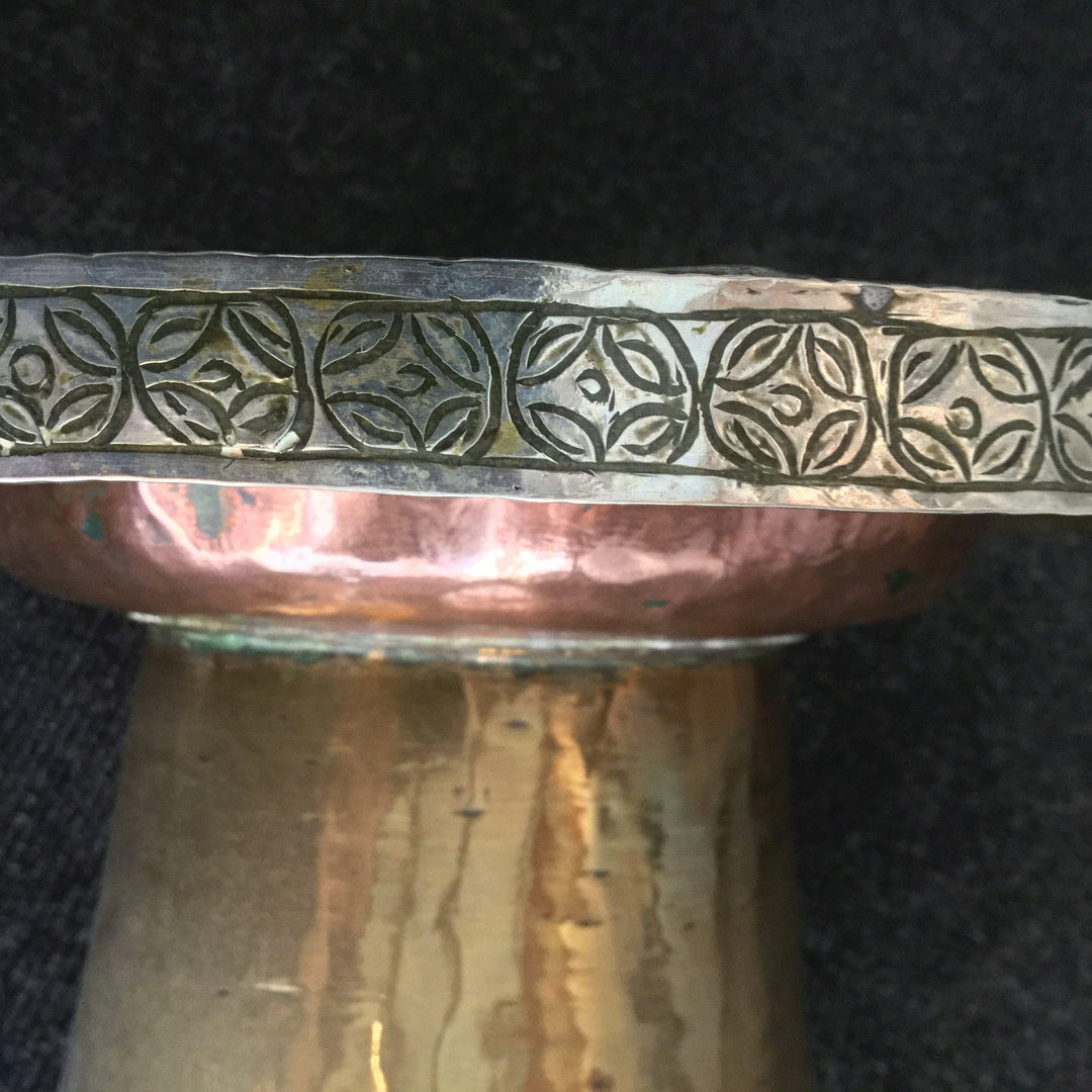 Tibetan Brass and Copper Tazza - Silver Plated Rim | Indigo Oriental Antiques