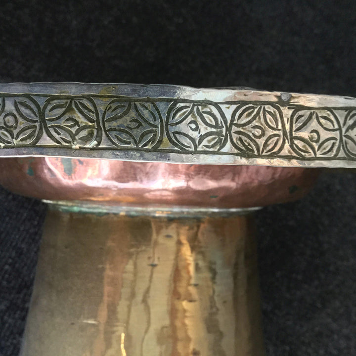 Tibetan Brass and Copper Tazza - Silver Plated Rim | Indigo Oriental Antiques