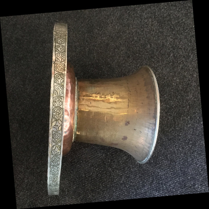 Tibetan Brass and Copper Tazza - Silver Plated Rim | Indigo Oriental Antiques