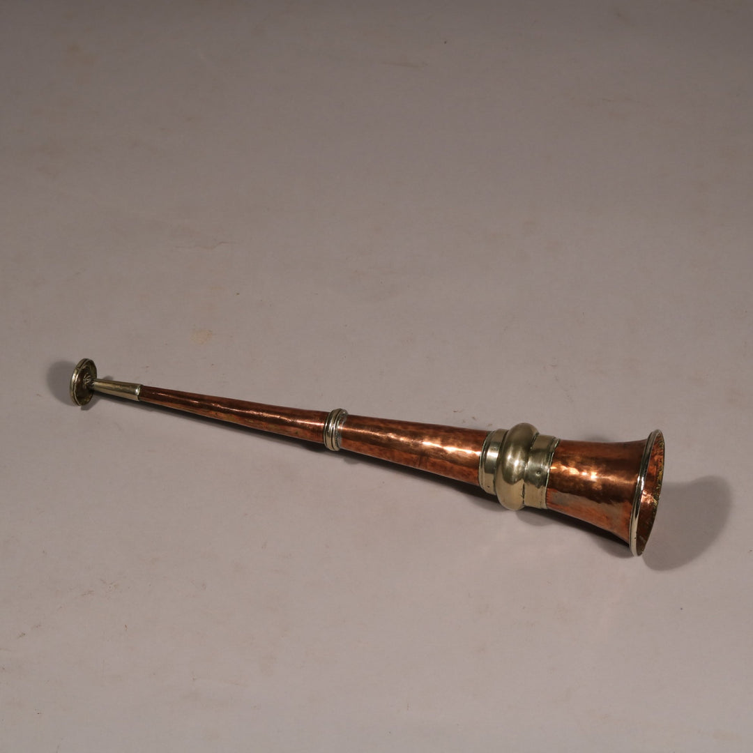 Tibetan Copper and White Metal Horn - ca 100 yrs old | Indigo Oriental Antiques