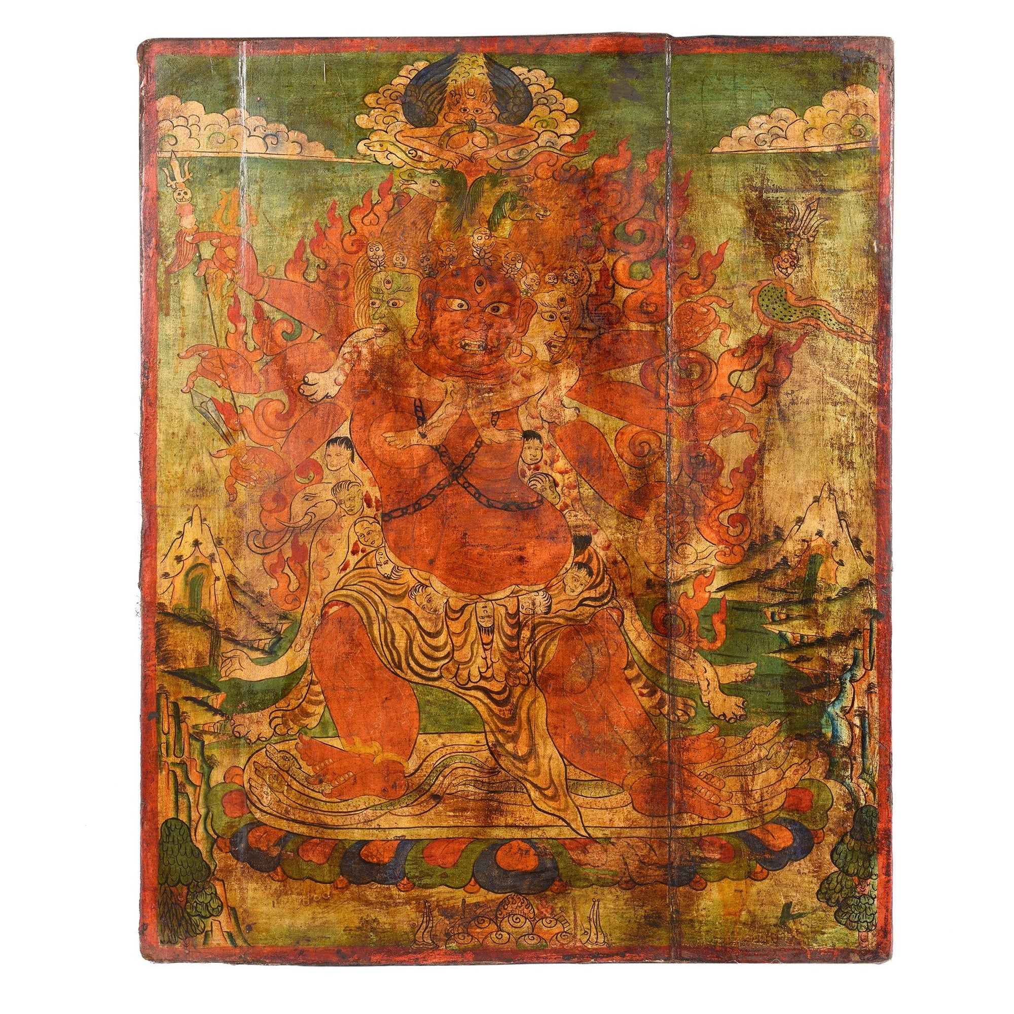 Tibetan Painted Panel of Hayagriva - Ca 50 Years Old | Indigo Antiques