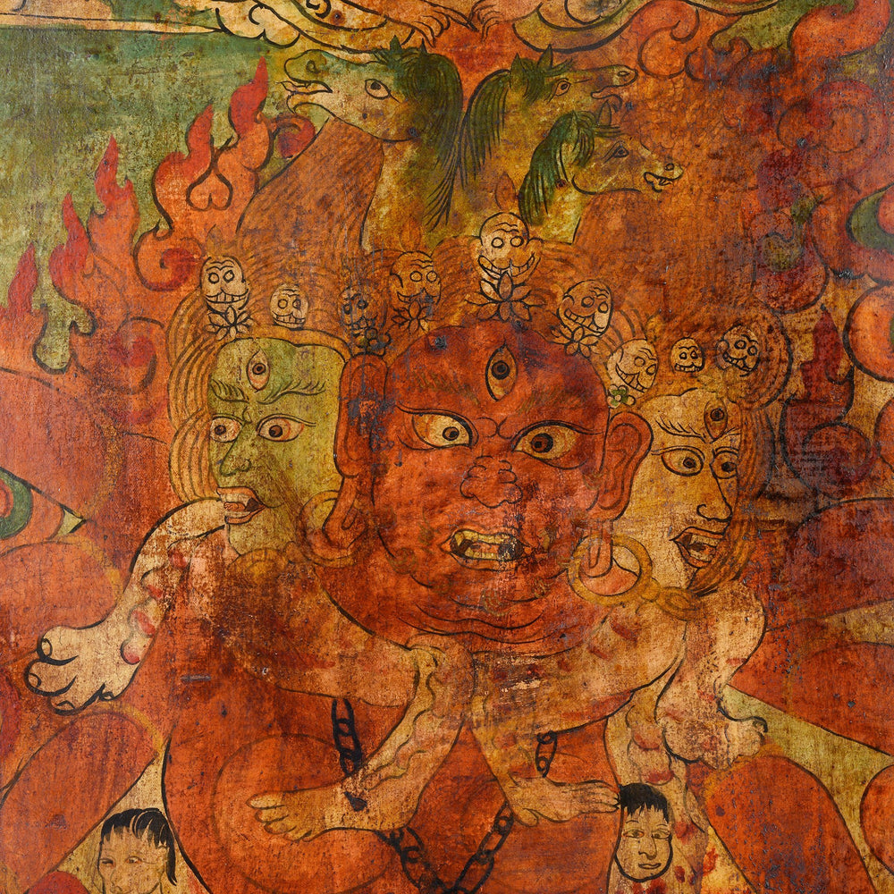 Skull Detail from a Tibetan Painted Panel of Hayagriva - Ca 50 Years Old | Indigo Antiques