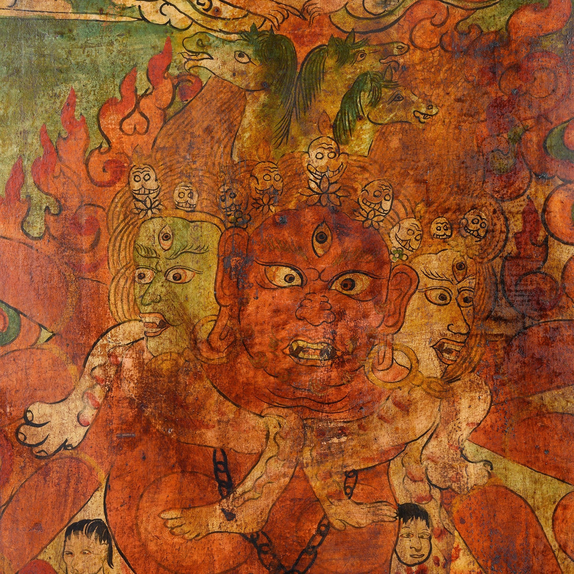 Tibetan Painted Panel of Hayagriva - Ca 50 Years Old | Indigo Antiques