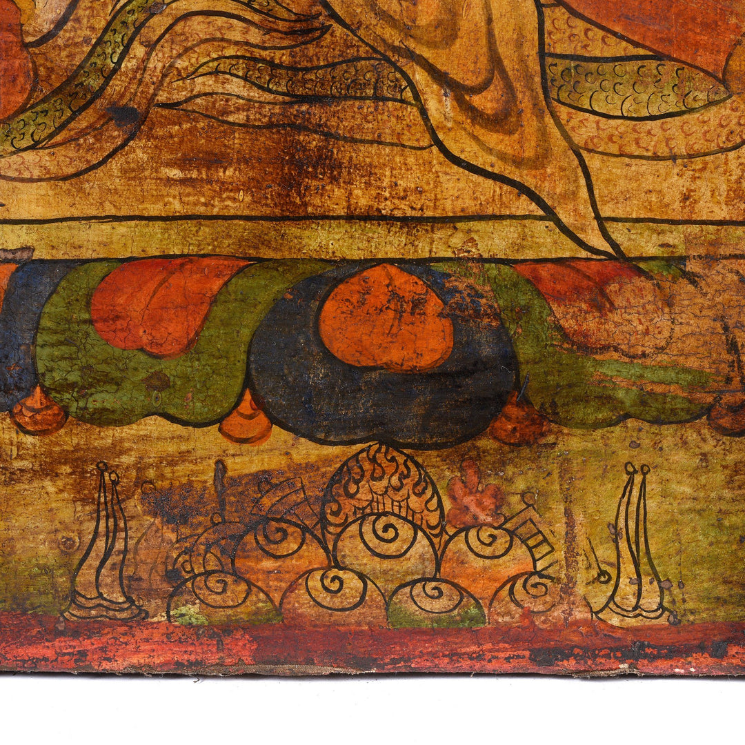 Jewel Detail of a Tibetan Painted Panel of Hayagriva - Ca 50 Years Old | Indigo Antiques