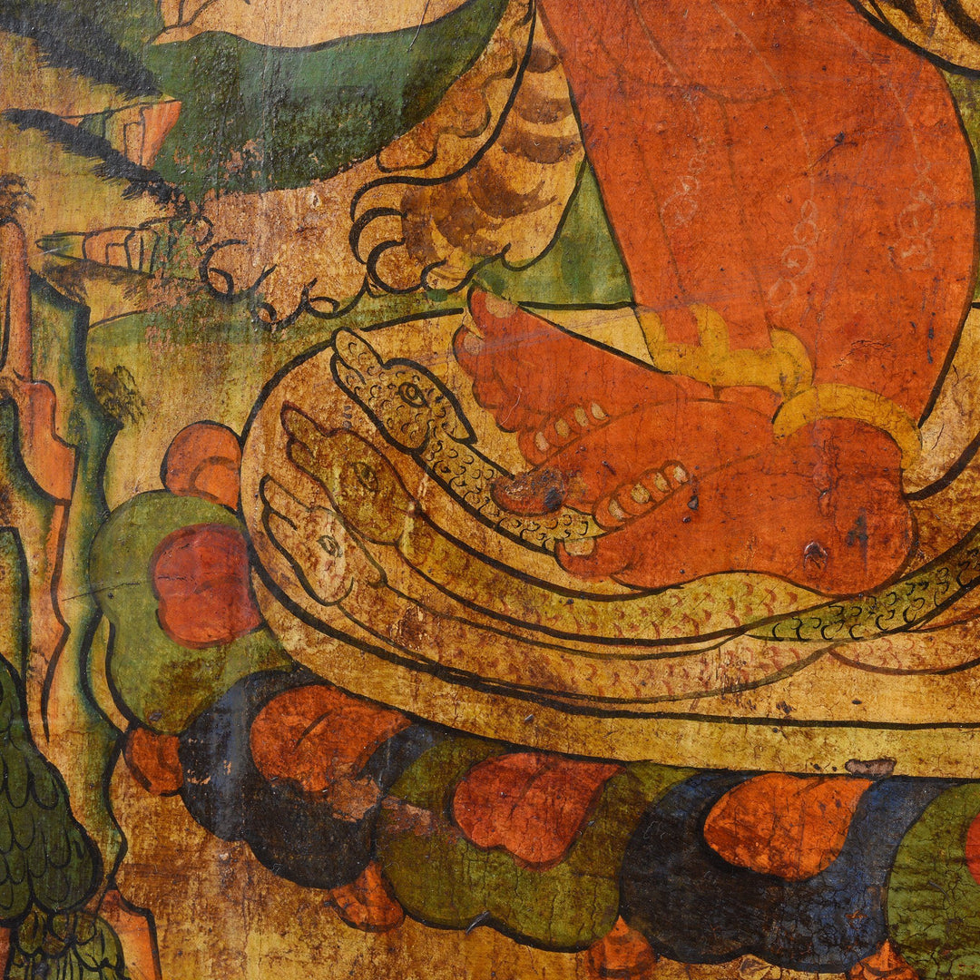 Snake feet detail from a Tibetan Painted Panel of Hayagriva - Ca 50 Years Old | Indigo Antiques