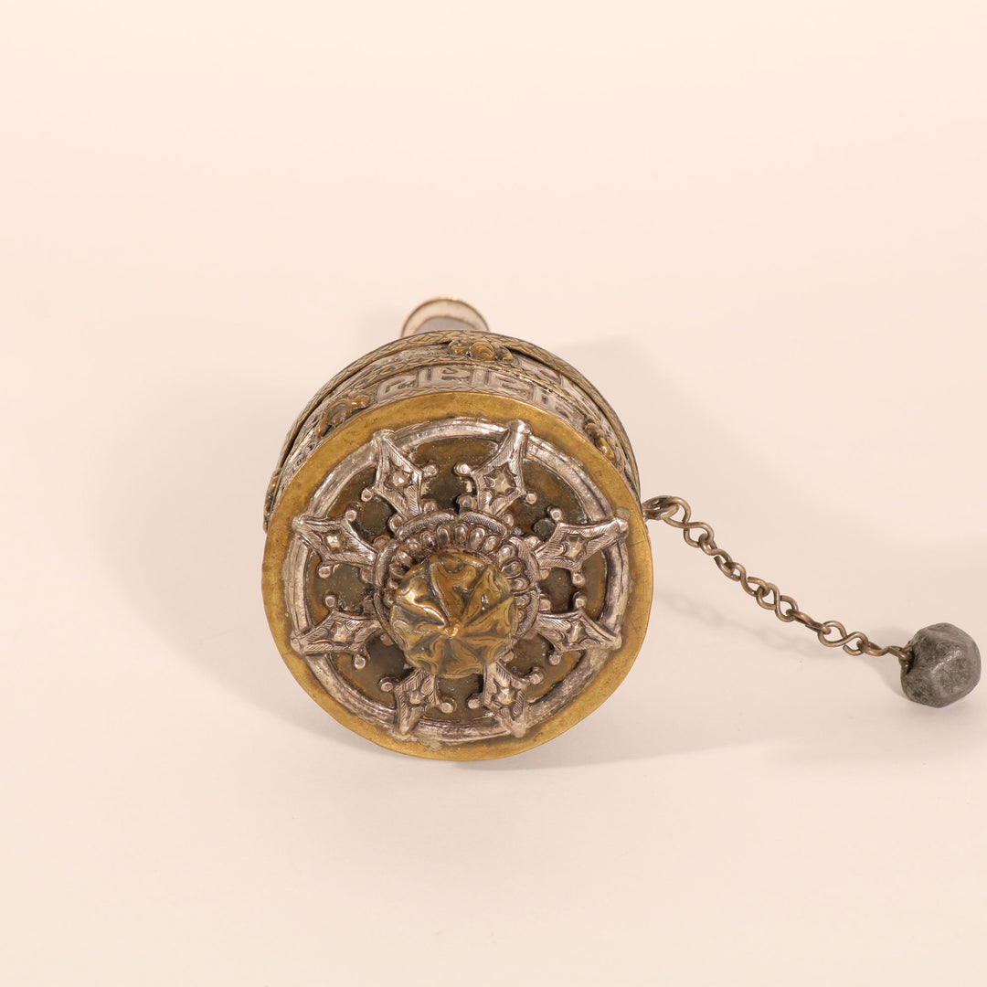 Tibetan Prayer Wheel Siver & Brass -19thC | Indigo Oriental Antiques